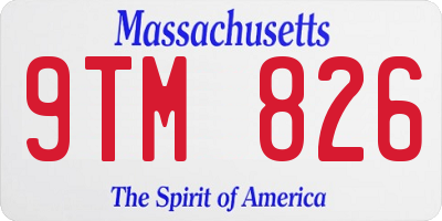MA license plate 9TM826