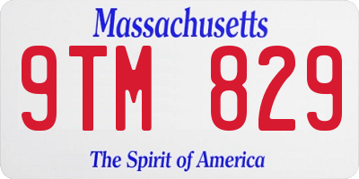MA license plate 9TM829