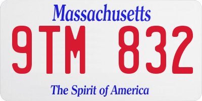 MA license plate 9TM832