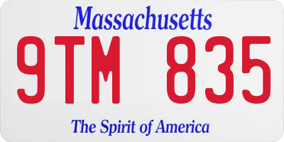 MA license plate 9TM835