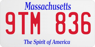 MA license plate 9TM836