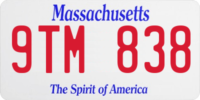 MA license plate 9TM838