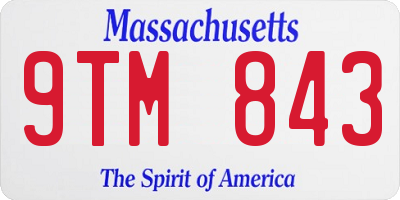 MA license plate 9TM843