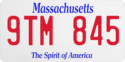 MA license plate 9TM845