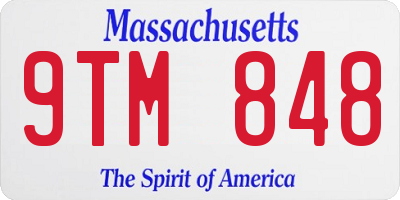MA license plate 9TM848