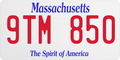 MA license plate 9TM850