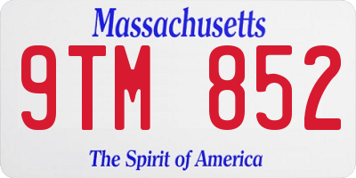 MA license plate 9TM852
