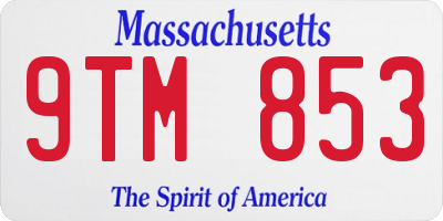 MA license plate 9TM853