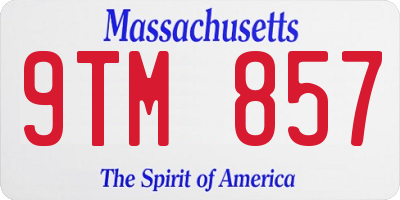 MA license plate 9TM857