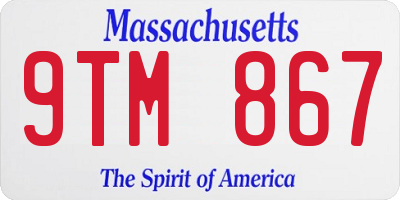 MA license plate 9TM867