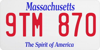 MA license plate 9TM870