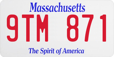 MA license plate 9TM871