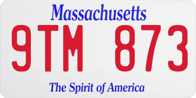 MA license plate 9TM873