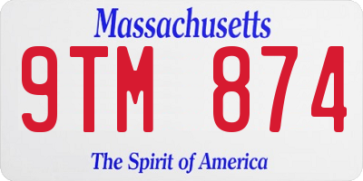 MA license plate 9TM874