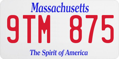 MA license plate 9TM875