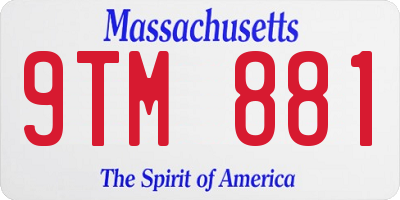 MA license plate 9TM881