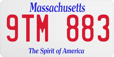 MA license plate 9TM883