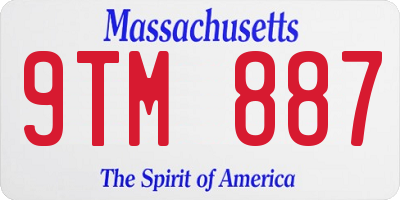 MA license plate 9TM887