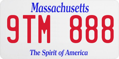 MA license plate 9TM888
