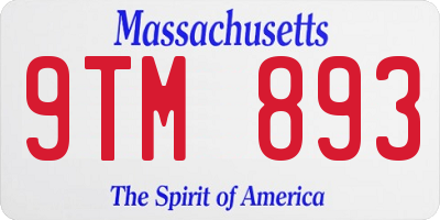 MA license plate 9TM893