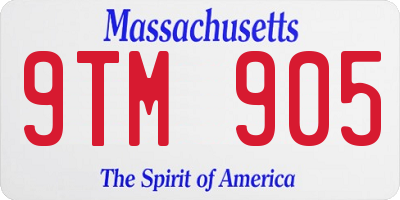 MA license plate 9TM905