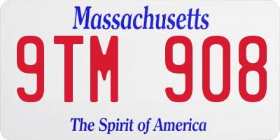 MA license plate 9TM908