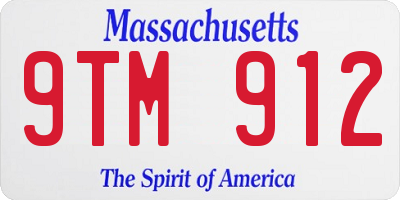 MA license plate 9TM912