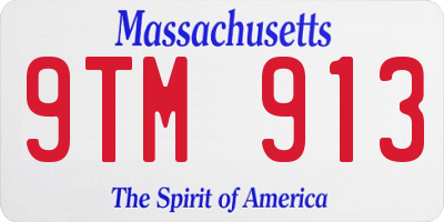 MA license plate 9TM913