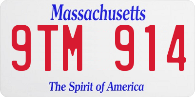 MA license plate 9TM914