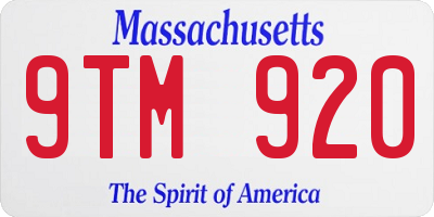 MA license plate 9TM920