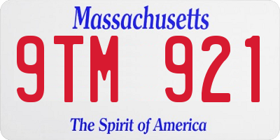 MA license plate 9TM921