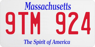MA license plate 9TM924