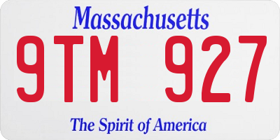 MA license plate 9TM927