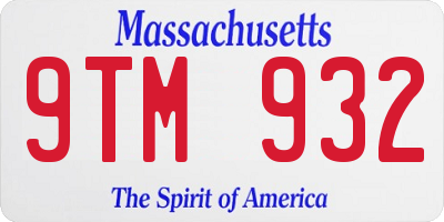 MA license plate 9TM932