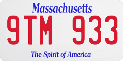 MA license plate 9TM933