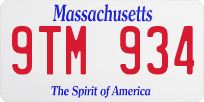 MA license plate 9TM934