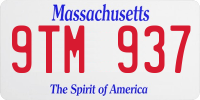 MA license plate 9TM937