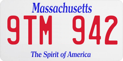 MA license plate 9TM942