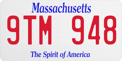 MA license plate 9TM948