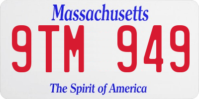 MA license plate 9TM949