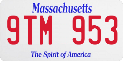 MA license plate 9TM953