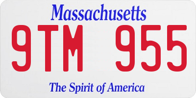 MA license plate 9TM955