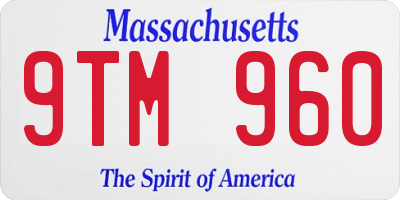 MA license plate 9TM960