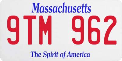 MA license plate 9TM962
