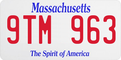 MA license plate 9TM963