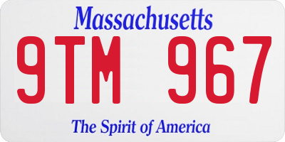 MA license plate 9TM967