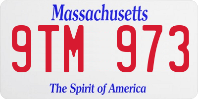 MA license plate 9TM973