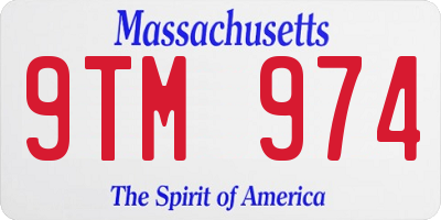 MA license plate 9TM974