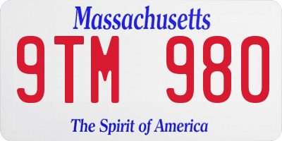 MA license plate 9TM980