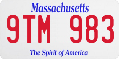 MA license plate 9TM983